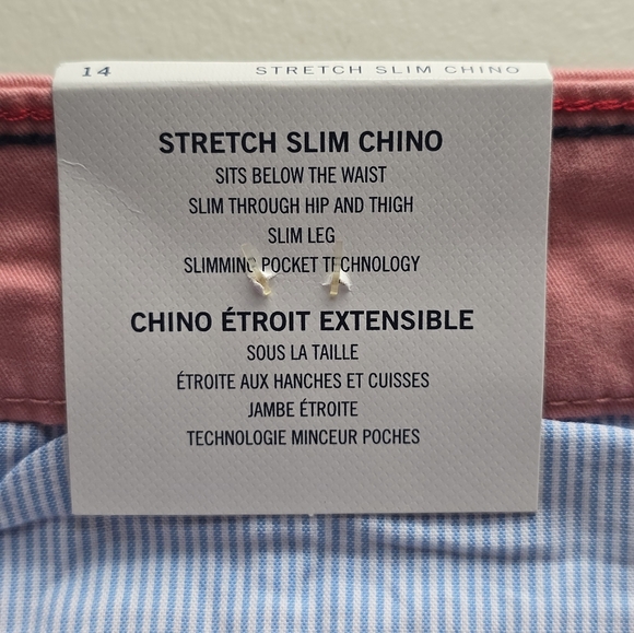 NWT Tommy Hilfiger Stretch Slim Chino 14 - Picture 4 of 10